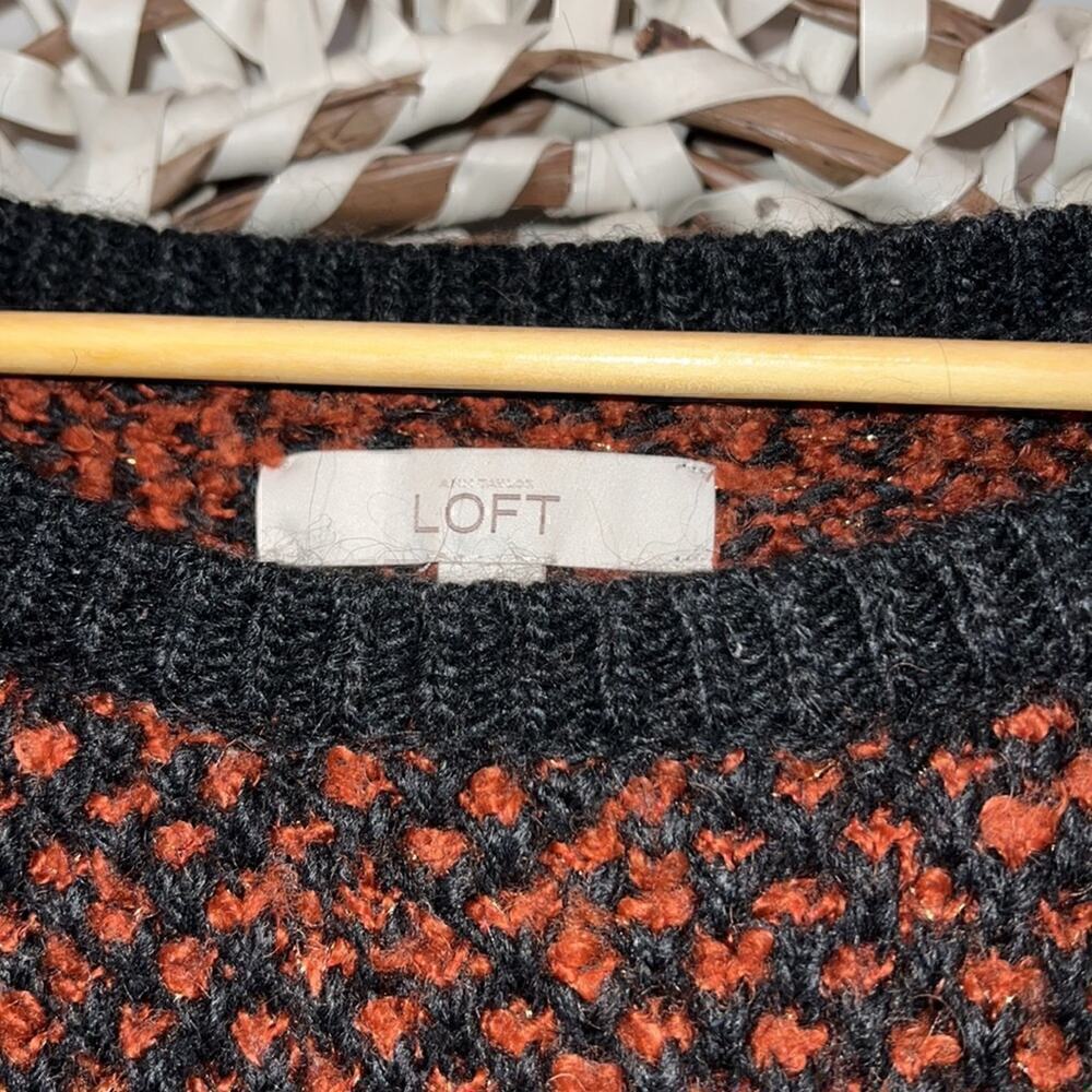 LOFT orange and gray crewneck sweater size small - Picture 4 of 6
